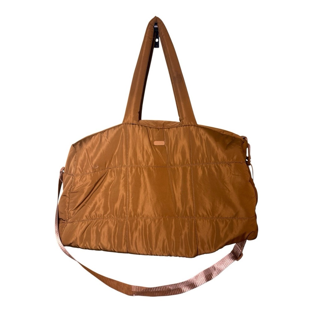 Chocolate Brown Puffer Travel Duffle Overnight Bag Shoulder Crossbody 18x13"